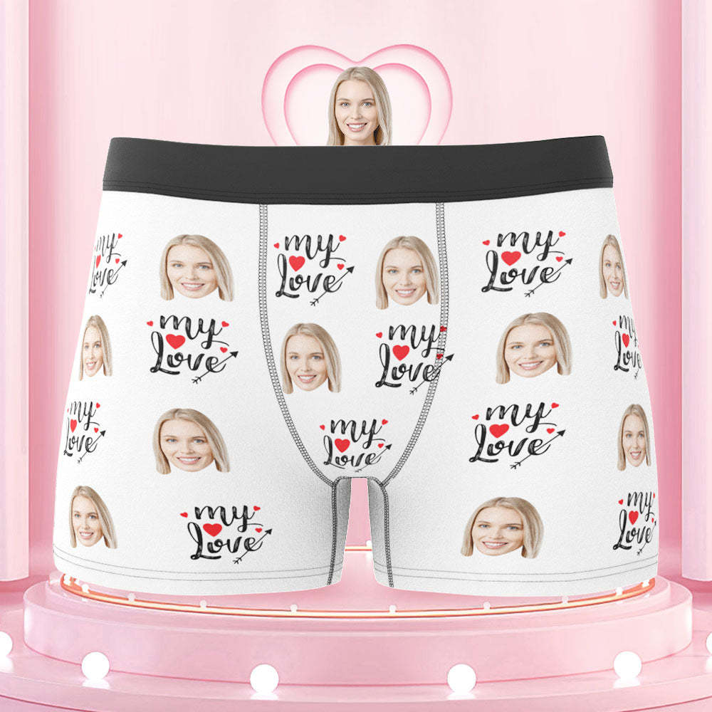 Custom Face Boxers Briefs To My Love Personalized Photo Underwear Gift for Him - MyFaceBoxerUK