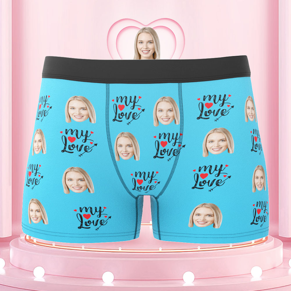 Custom Face Boxers Briefs To My Love Personalized Photo Underwear Gift for Him - MyFaceBoxerUK