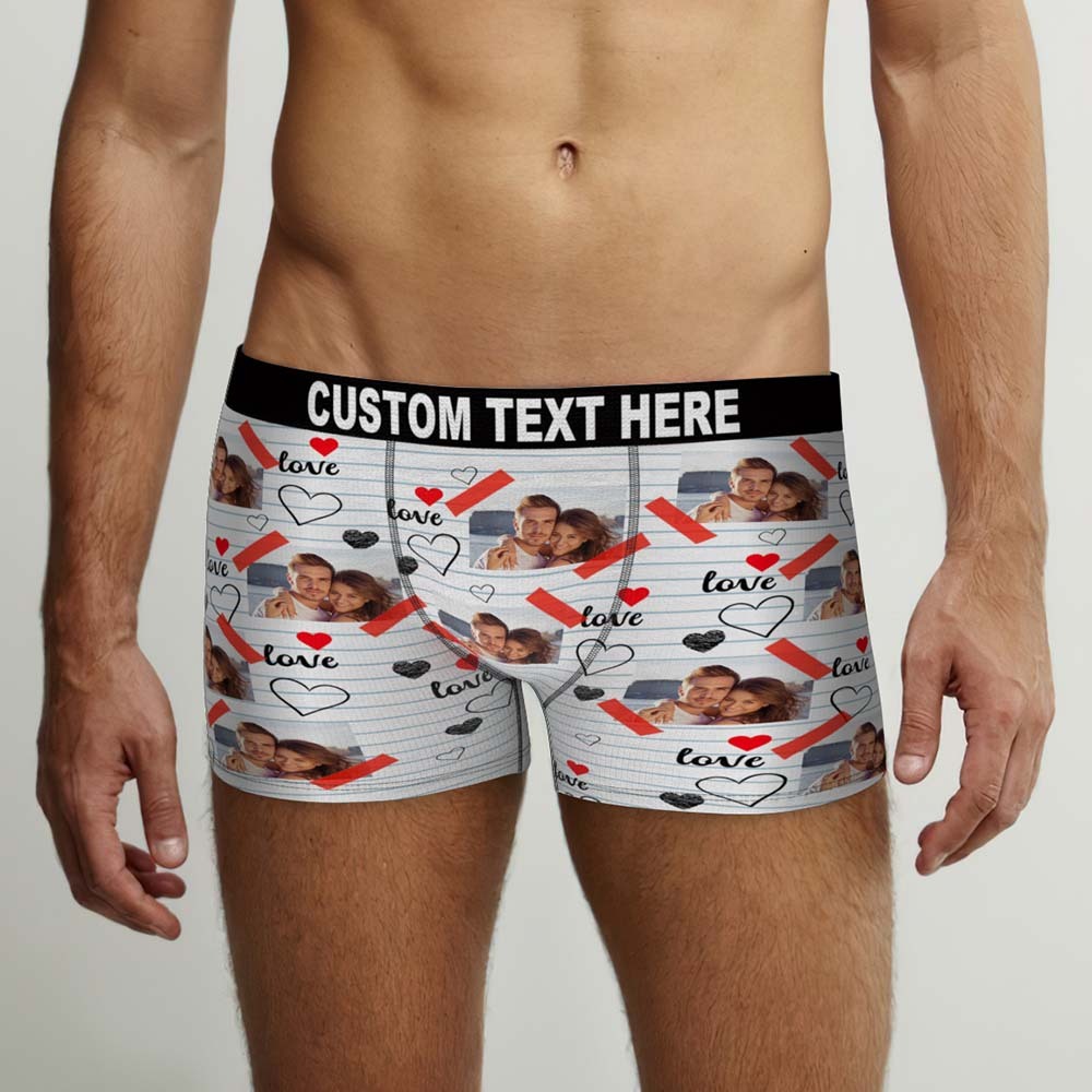 Custom Photo Boxers Briefs Picture of Love Personalized Photo Underwear Gift for Him - MyFaceBoxerUK
