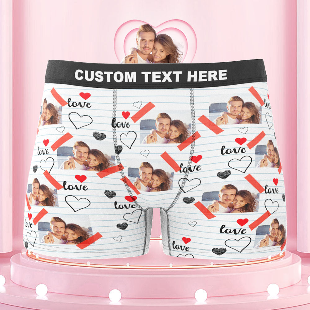 Custom Photo Boxers Briefs Picture of Love Personalized Photo Underwear Gift for Him