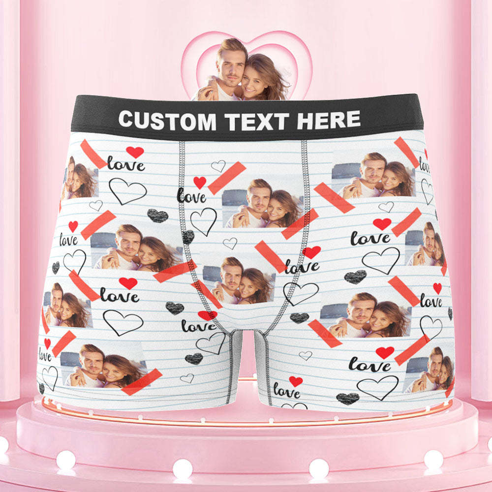 Custom Photo Boxers Briefs Picture of Love Personalized Photo Underwear Gift for Him - MyFaceBoxerUK
