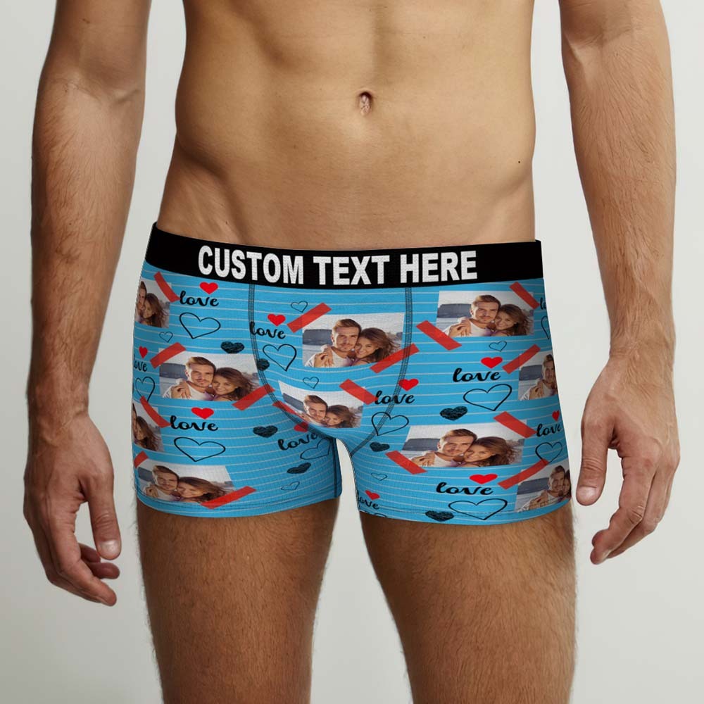 Custom Photo Boxers Briefs Picture of Love Personalized Photo Underwear Gift for Him - MyFaceBoxerUK