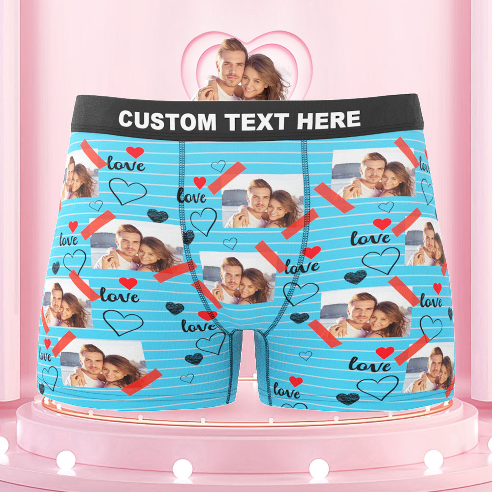 Custom Photo Boxers Briefs Picture of Love Personalized Photo Underwear Gift for Him - MyFaceBoxerUK