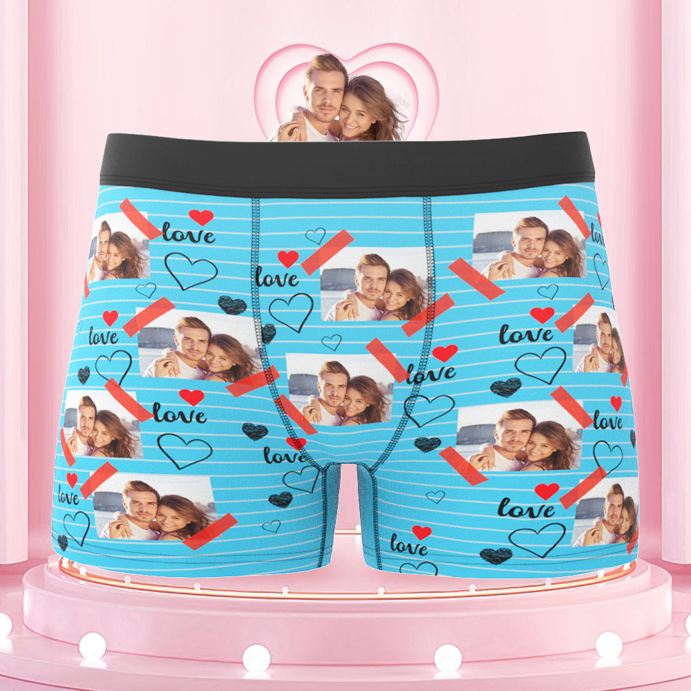 Custom Photo Boxers Briefs Picture of Love Personalized Photo Underwear Gift for Him - MyFaceBoxerUK