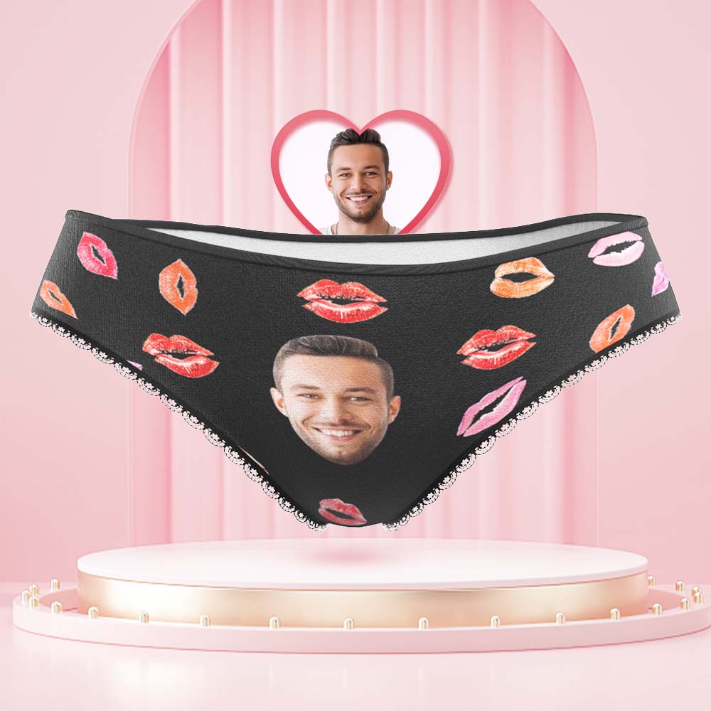 Custom Face Women's Panties Colorful Lipstick of Love Gift for Her