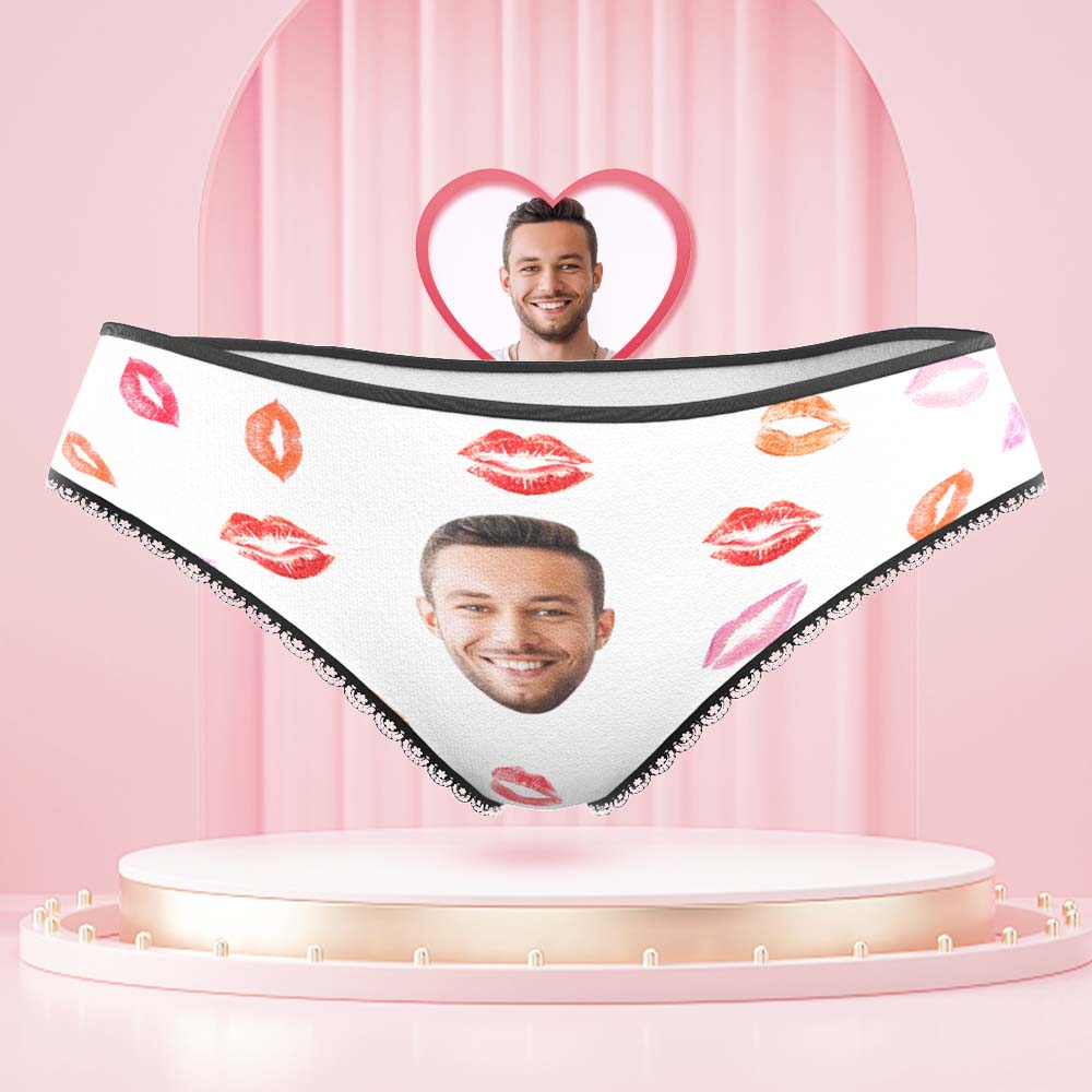 Custom Face Women's Panties Colorful Lipstick of Love Gift for Her