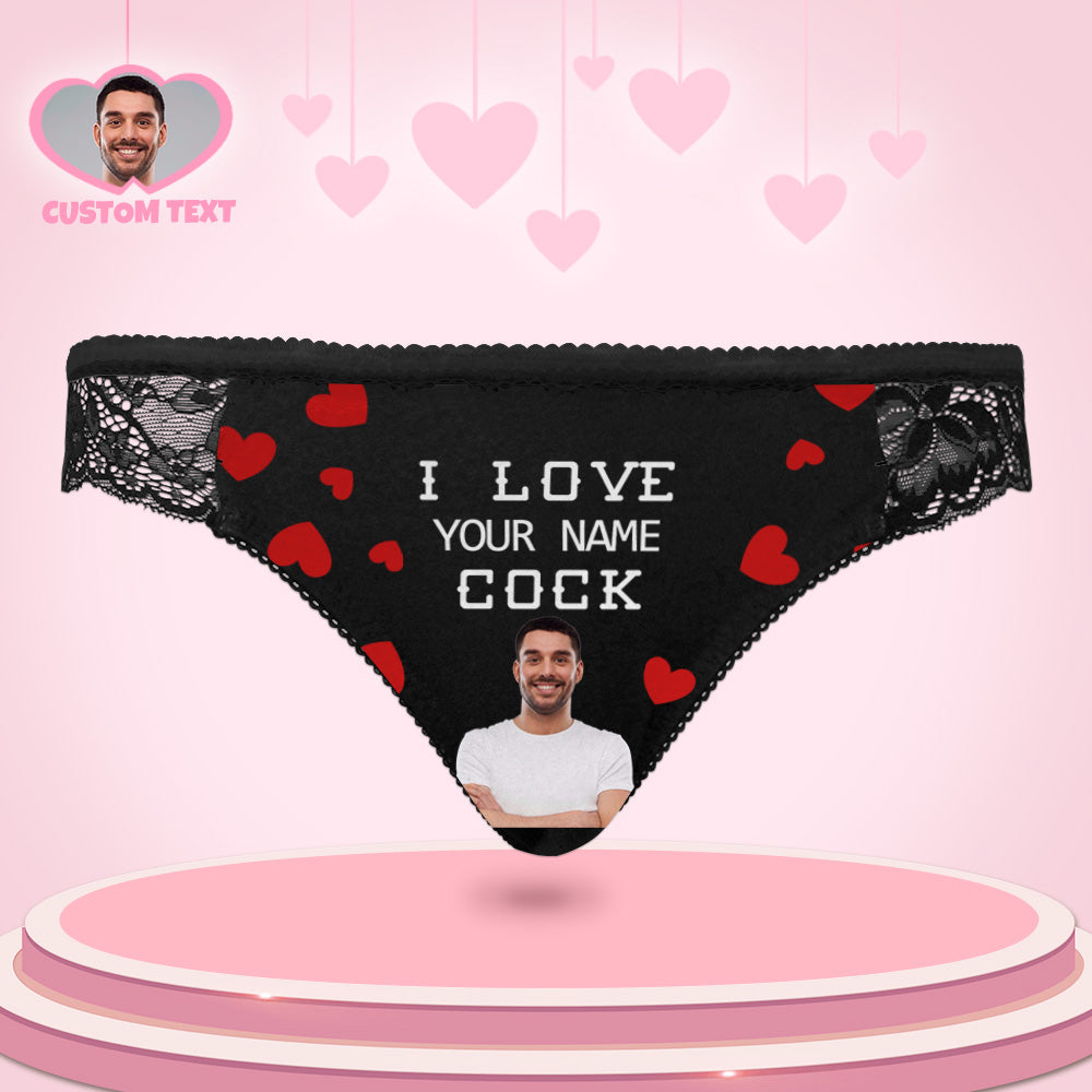 Custom Women Lace Panty I Love Your Cock Face Sexy Panties	 - MyFaceBoxerUK