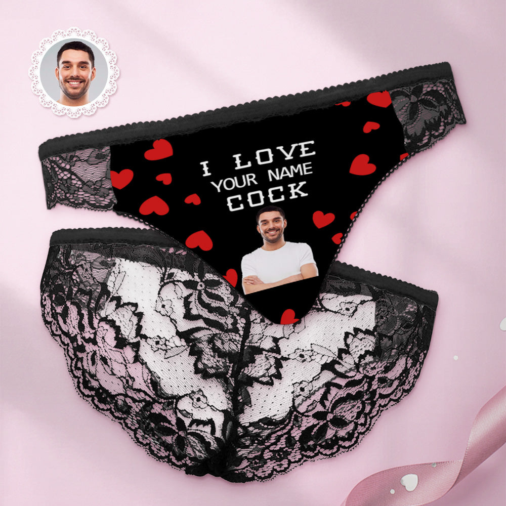 Custom Women Lace Panty I Love Your Cock Face Sexy Panties	 - MyFaceBoxerUK