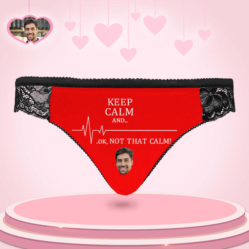 Custom Women Lace Panty Keep Calm Face Sexy Panties Sweet Gift - MyFaceBoxerUK