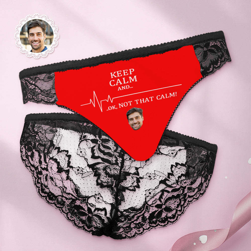 Custom Women Lace Panty Keep Calm Face Sexy Panties Sweet Gift - MyFaceBoxerUK