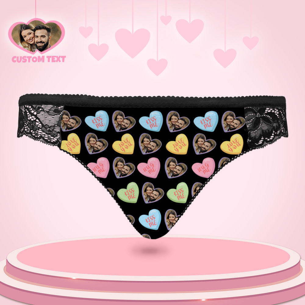 Custom Women Lace Panty Heart Face Sexy Panties Sweet Gift	 - MyFaceBoxerUK