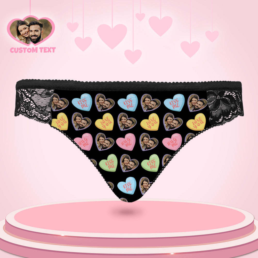 Custom Women Lace Panty Heart Face Sexy Panties Sweet Gift - MyFaceBoxerUK