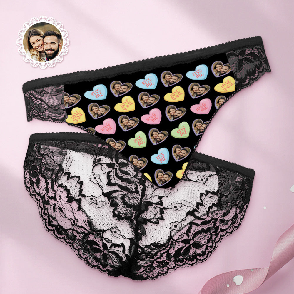 Custom Women Lace Panty Heart Face Sexy Panties Sweet Gift	 - MyFaceBoxerUK