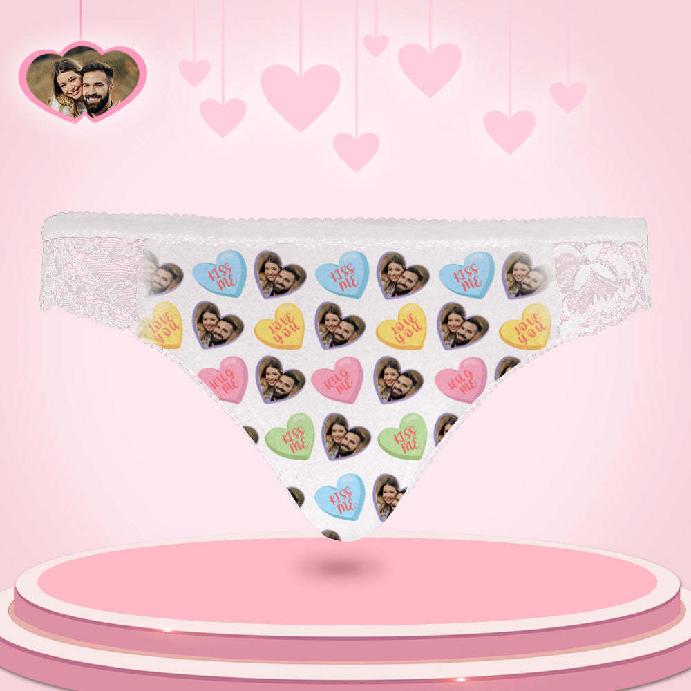 Custom Women Lace Panty Heart Face Sexy Panties Sweet Gift - MyFaceBoxerUK