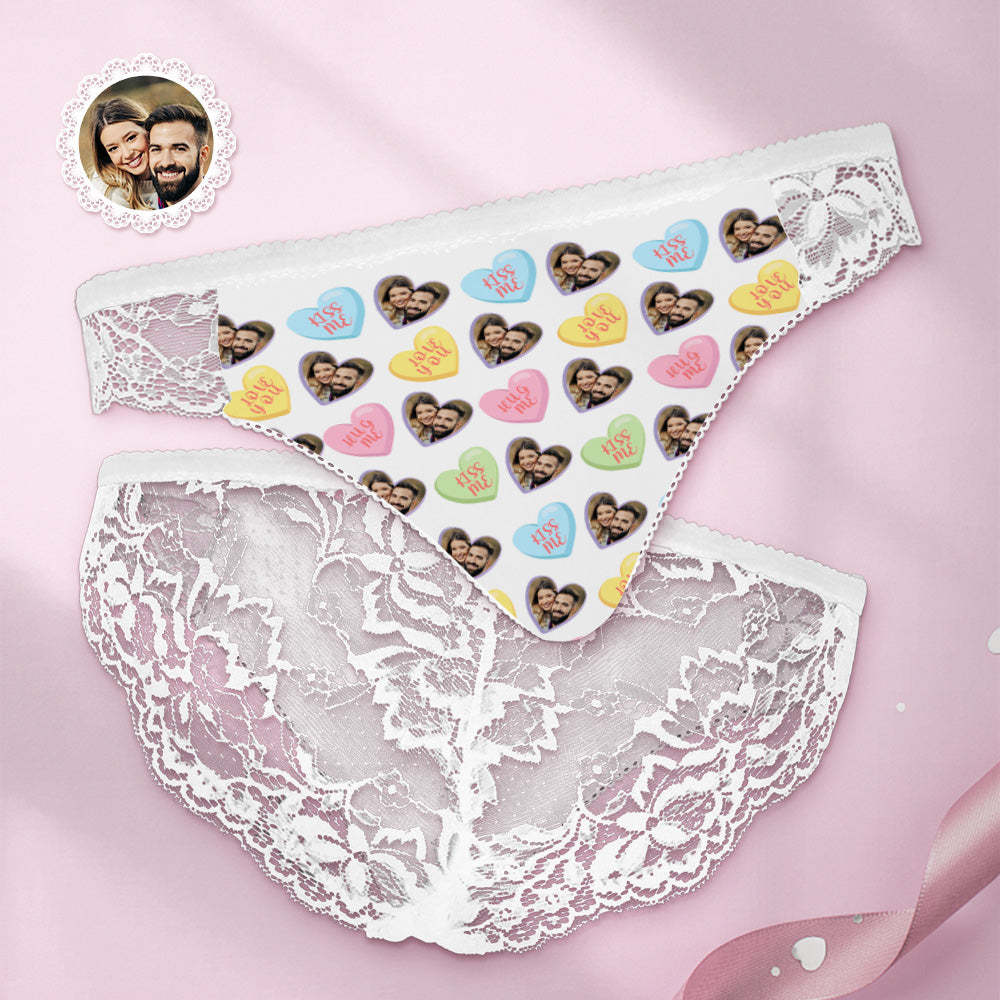 Custom Women Lace Panty Heart Face Sexy Panties Sweet Gift - MyFaceBoxerUK