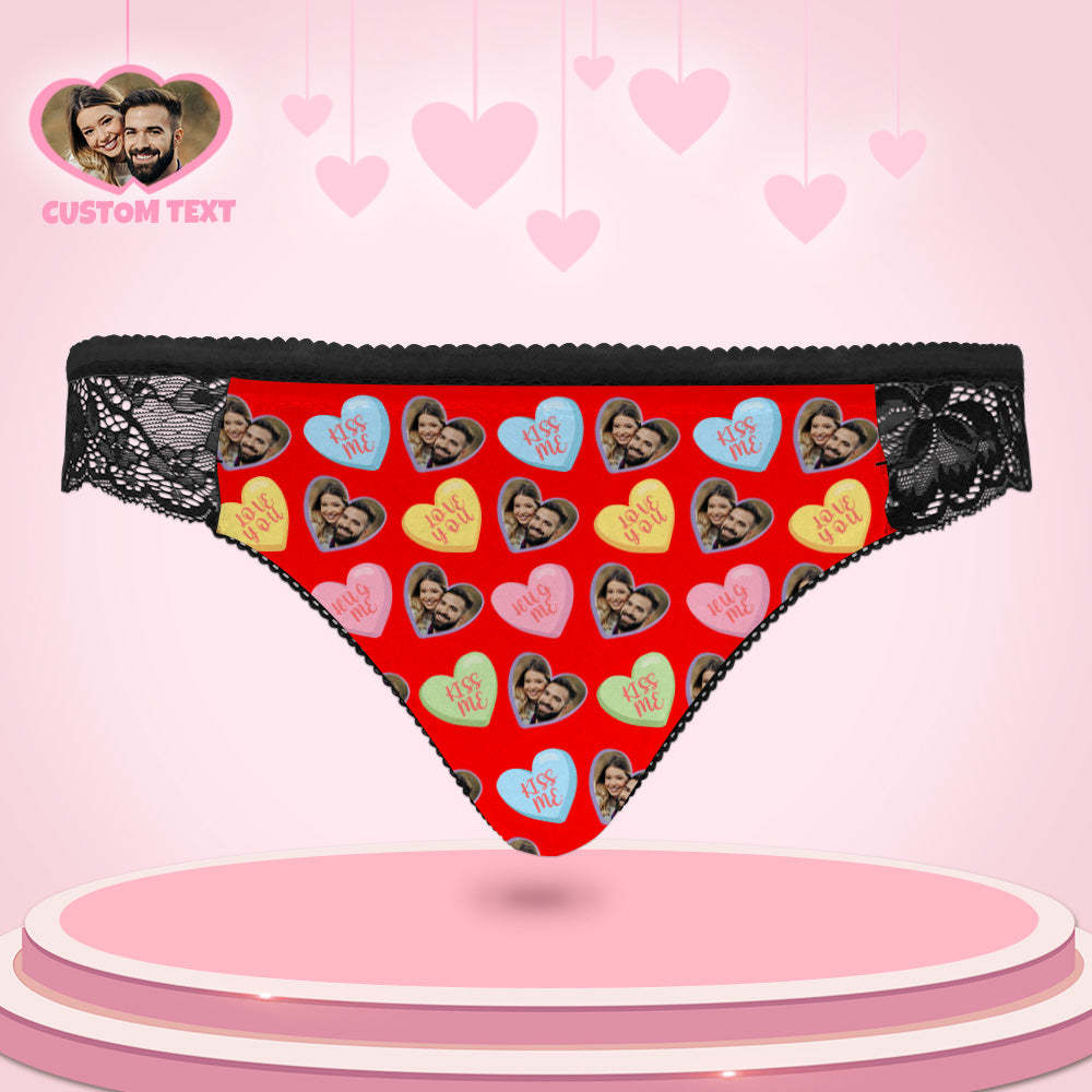 Custom Women Lace Panty Heart Face Sexy Panties Sweet Gift - MyFaceBoxerUK