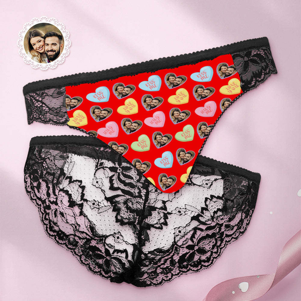 Custom Women Lace Panty Heart Face Sexy Panties Sweet Gift - MyFaceBoxerUK