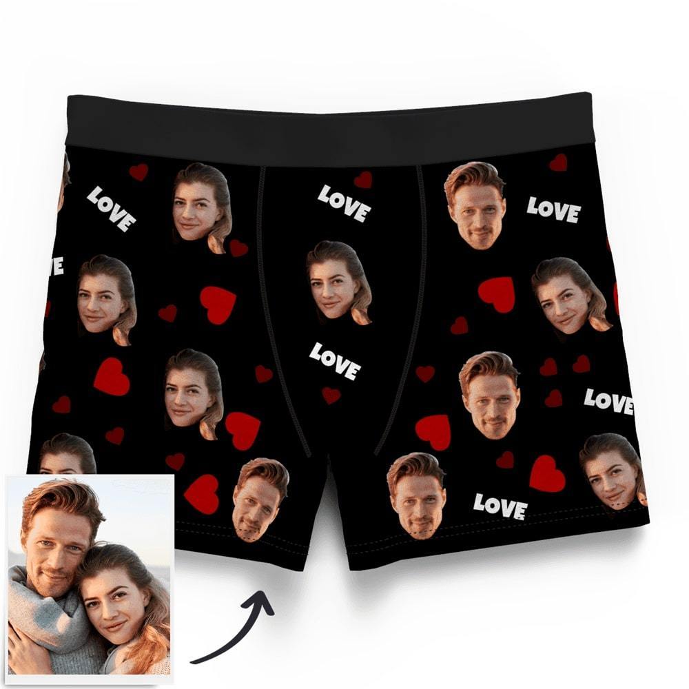 Men's Custom Love And Face On Boxer Shorts - MyFaceBoxerUK