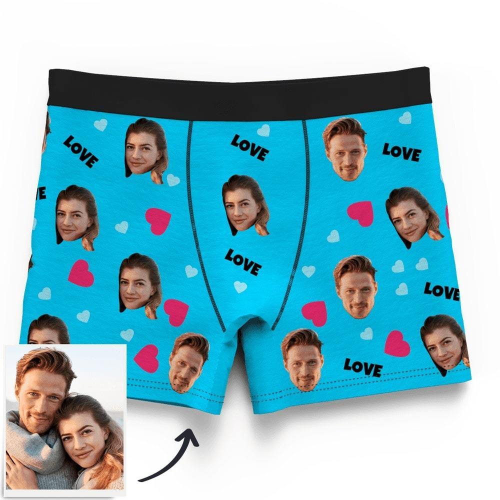 Men's Custom Love And Face On Boxer Shorts - MyFaceBoxerUK
