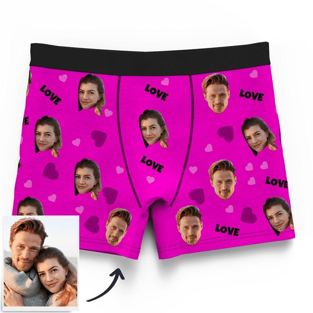 Men's Custom Love And Face On Boxer Shorts - MyFaceBoxerUK