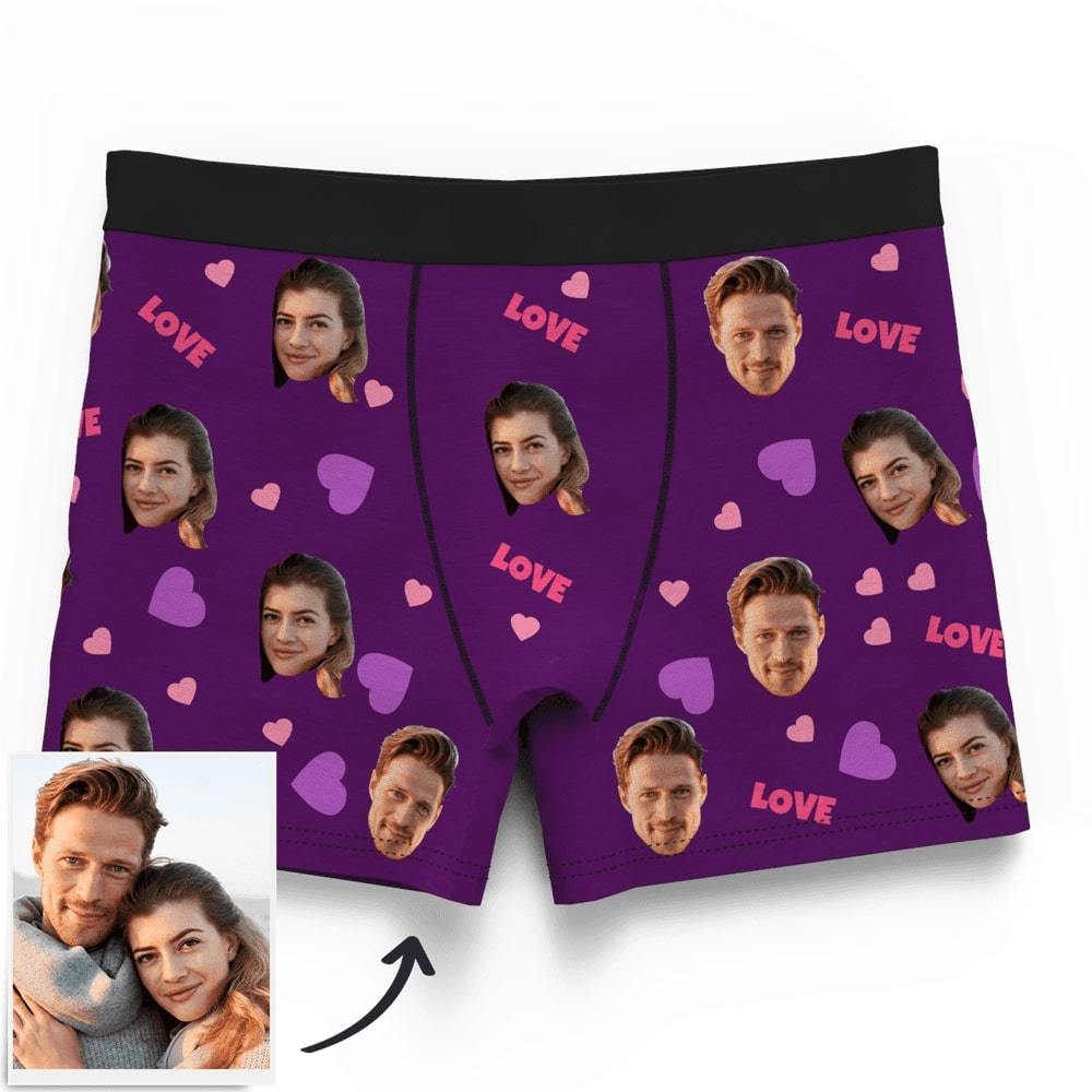 Men's Custom Love And Face On Boxer Shorts - MyFaceBoxerUK