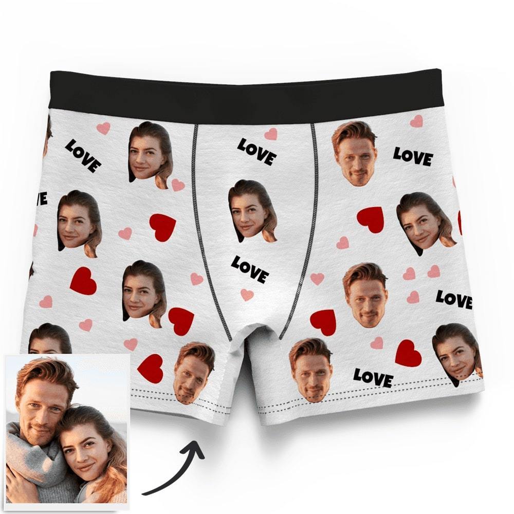 Men's Custom Love And Face On Boxer Shorts - MyFaceBoxerUK