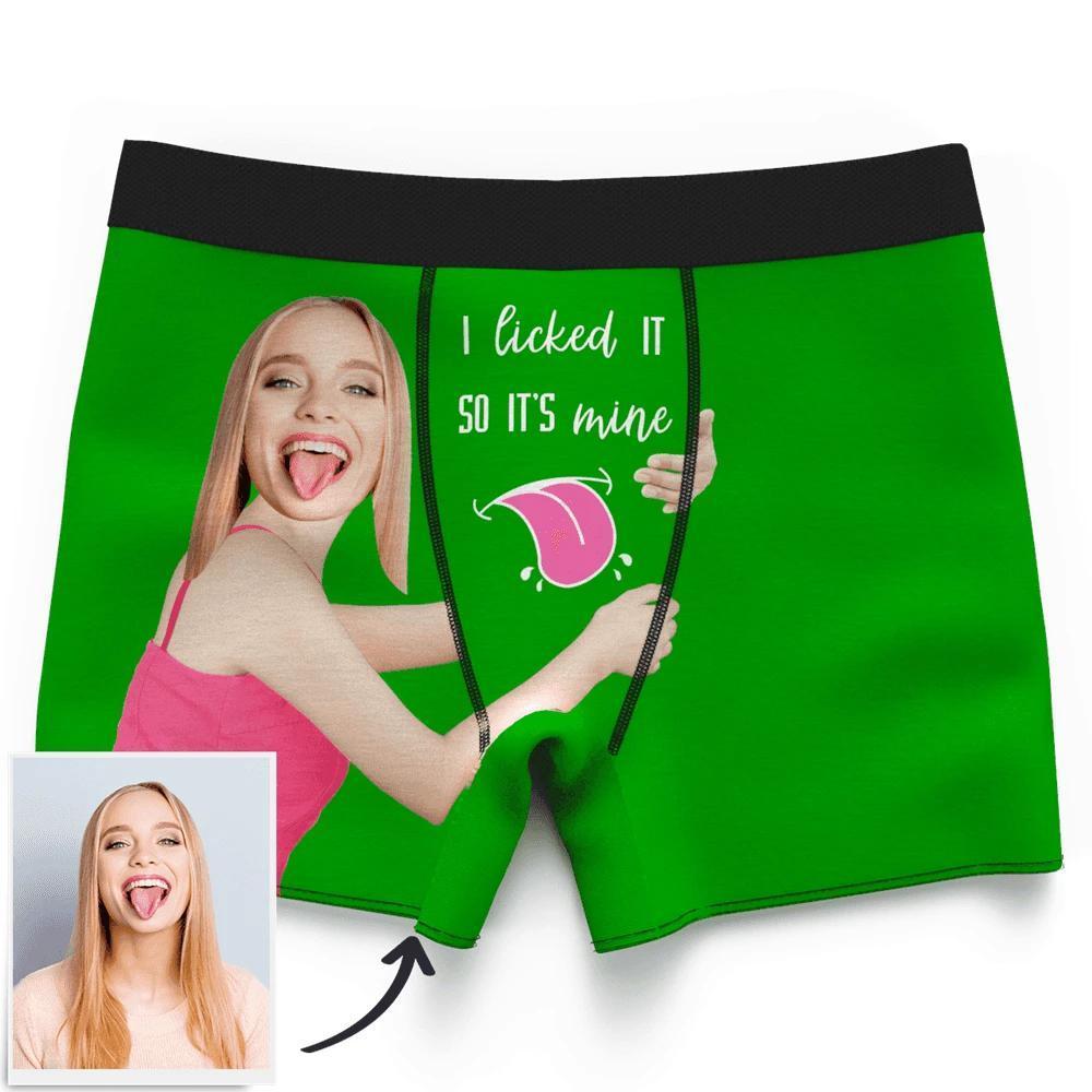 Men's Custom Face on Boxer Shorts I Licked It So It's Mine - MyFaceBoxerUK