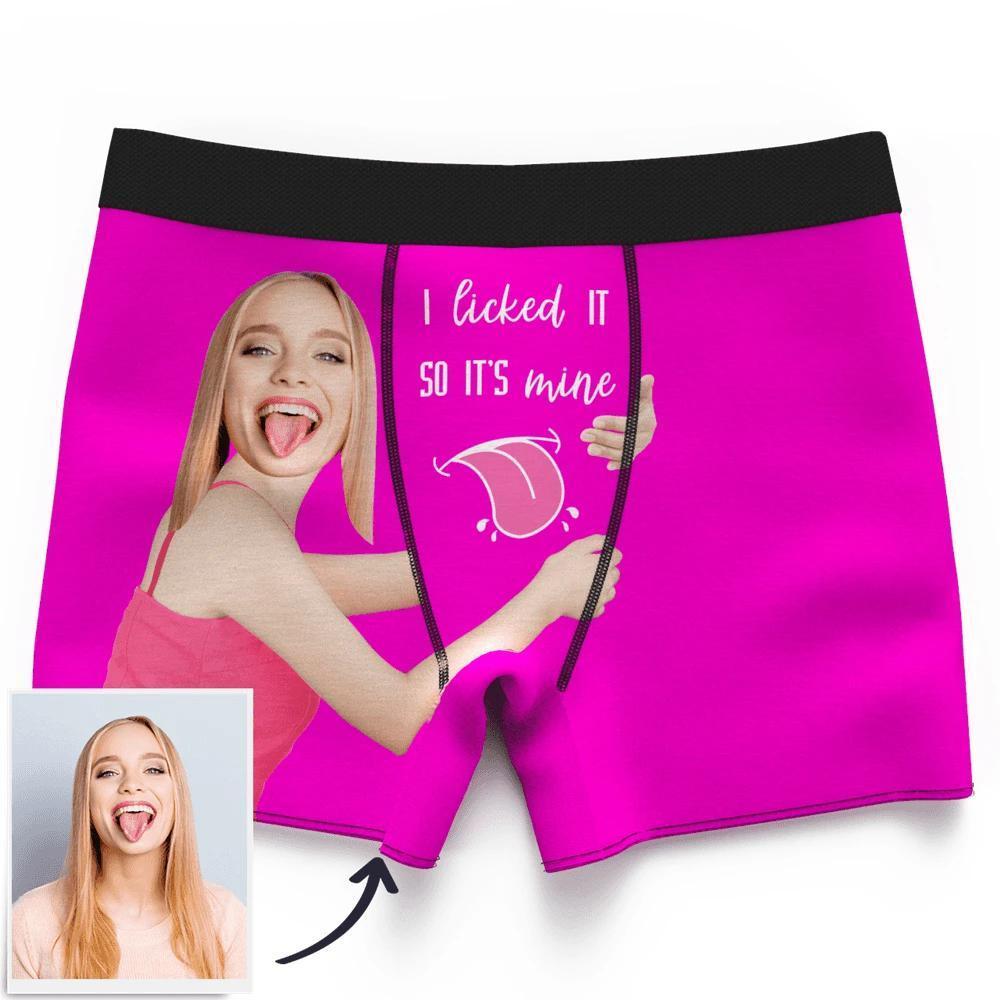 Men's Custom Face on Boxer Shorts I Licked It So It's Mine - MyFaceBoxerUK