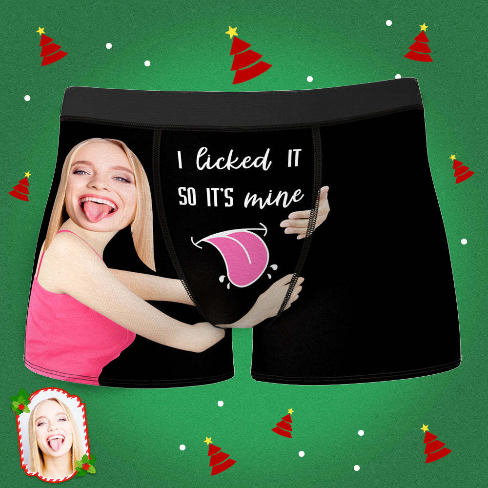 Men's Custom Face on Boxer Shorts I Licked It So It's Mine - MyFaceBoxerUK
