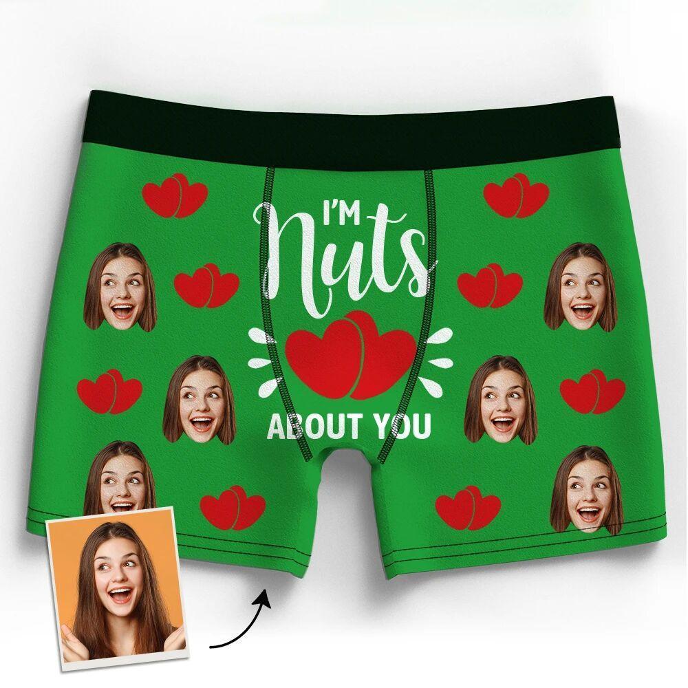 Men Customized Photo Boxer 3D Online Preview Girlfriend's Face - I'm Nuts about You - MyFaceBoxerUK