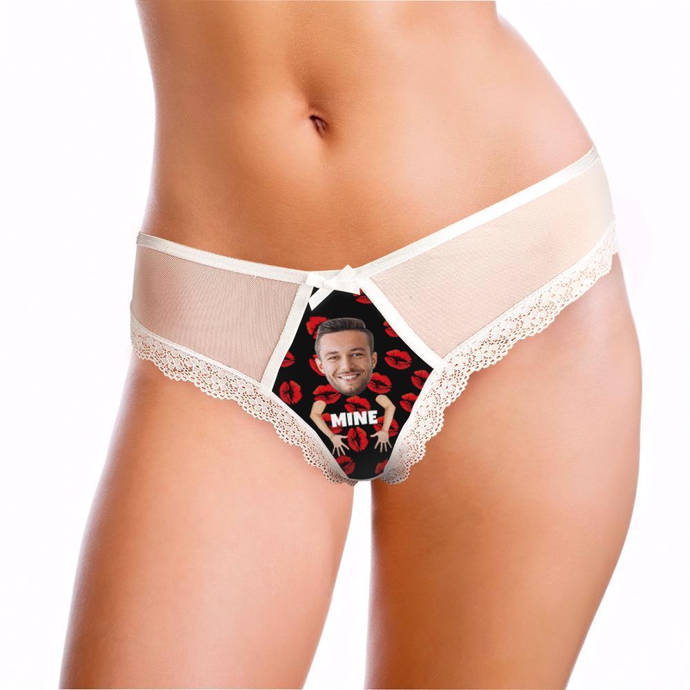 Custom Lace Thong Sexy Lip Lace Panties Funny Gift with Boyfriend Face - MyFaceBoxerUK