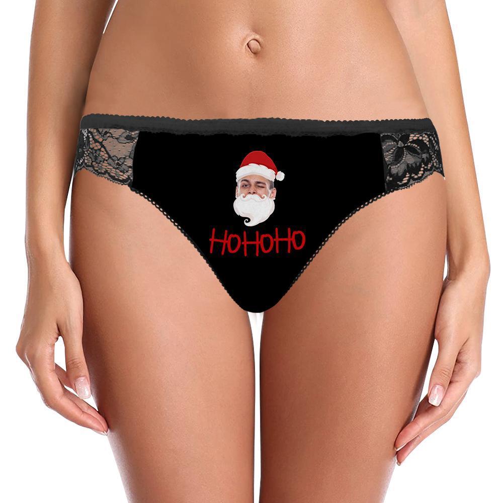 Custom Face Lace Panty Santa Claus Women Sexy Panties with Boyfriend Face - MyFaceBoxerUK
