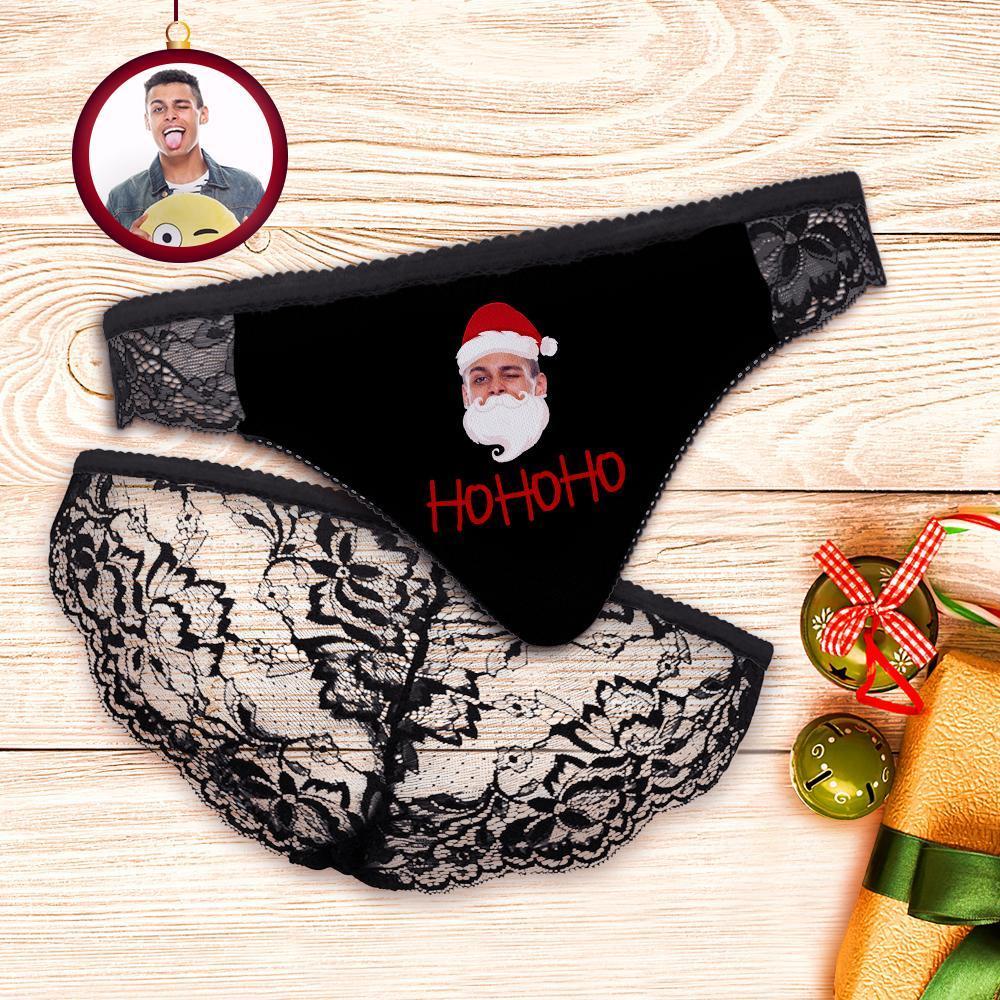 Custom Face Lace Panty Santa Claus Women Sexy Panties with Boyfriend Face - MyFaceBoxerUK