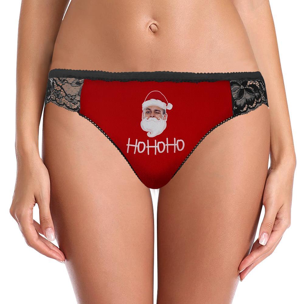 Custom Face Lace Panty Santa Claus Women Sexy Panties with Boyfriend Face - MyFaceBoxerUK