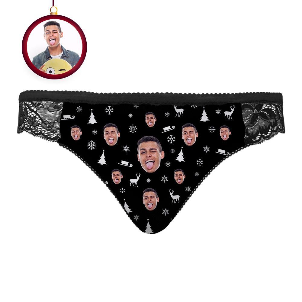 Custom Face Lace Panty Merry Christmas Women Sexy Panties with Boyfriend Face - MyFaceBoxerUK
