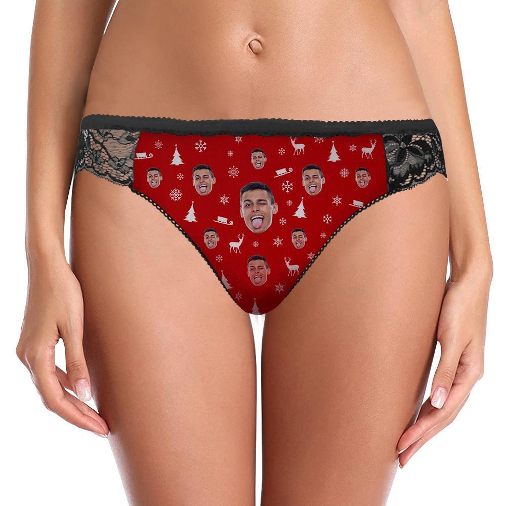 Custom Face Lace Panty Merry Christmas Women Sexy Panties with Boyfriend Face - MyFaceBoxerUK