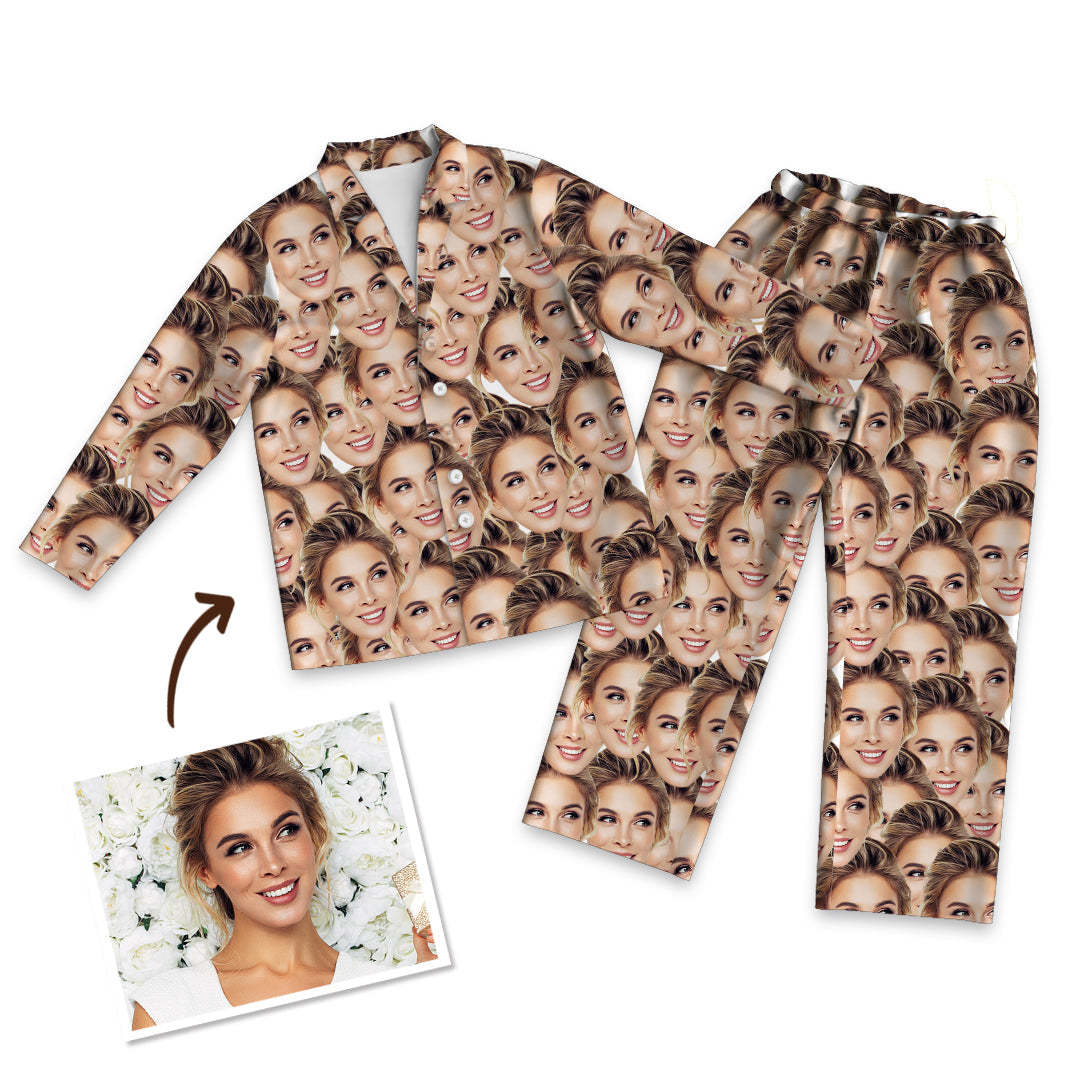 Custom Pajamas Personalised Mash Face Pyjamas Photo Pyjamas Gift For Mom - MyFaceBoxerUK