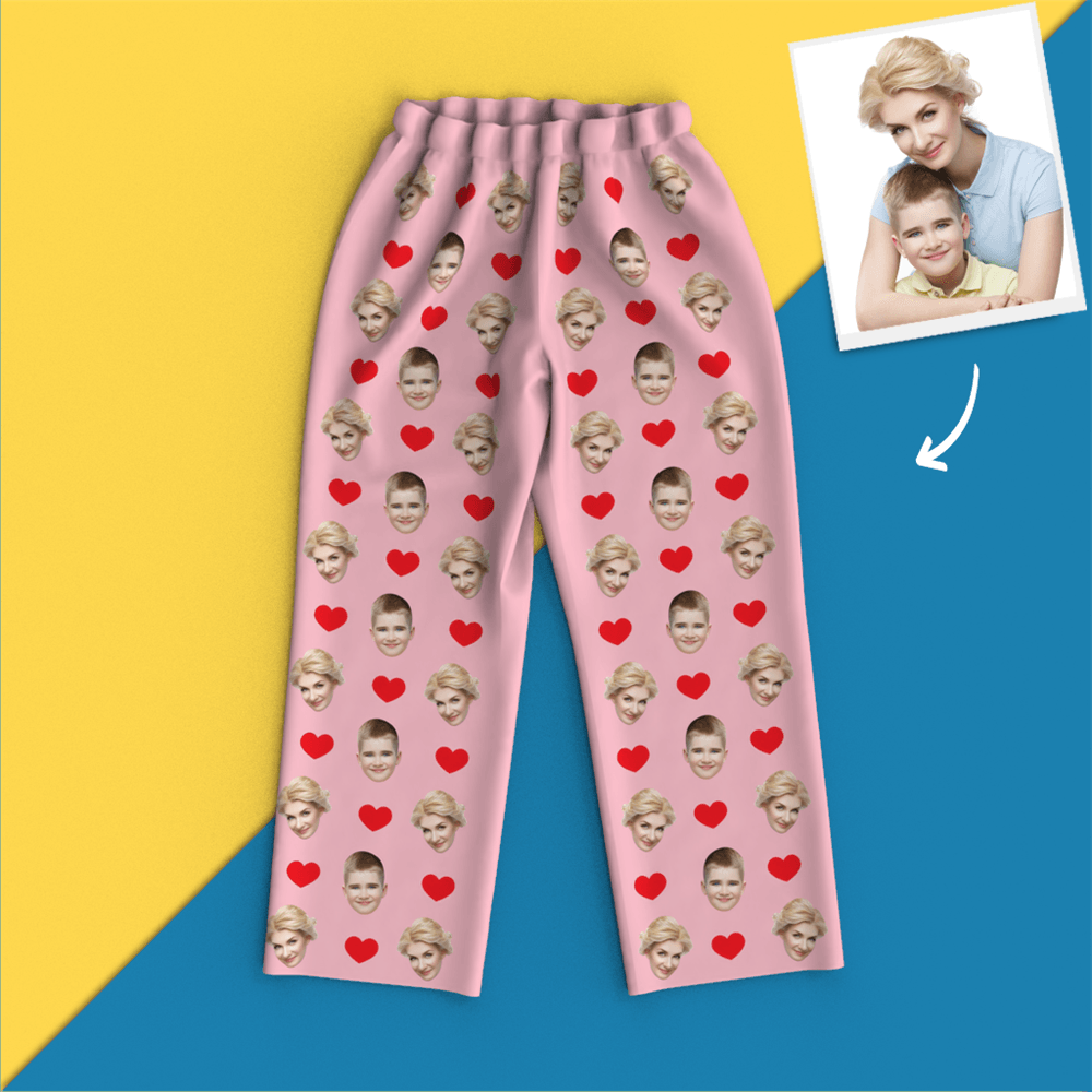 Custom Heart Pajamas With Face - MyFaceBoxerUK