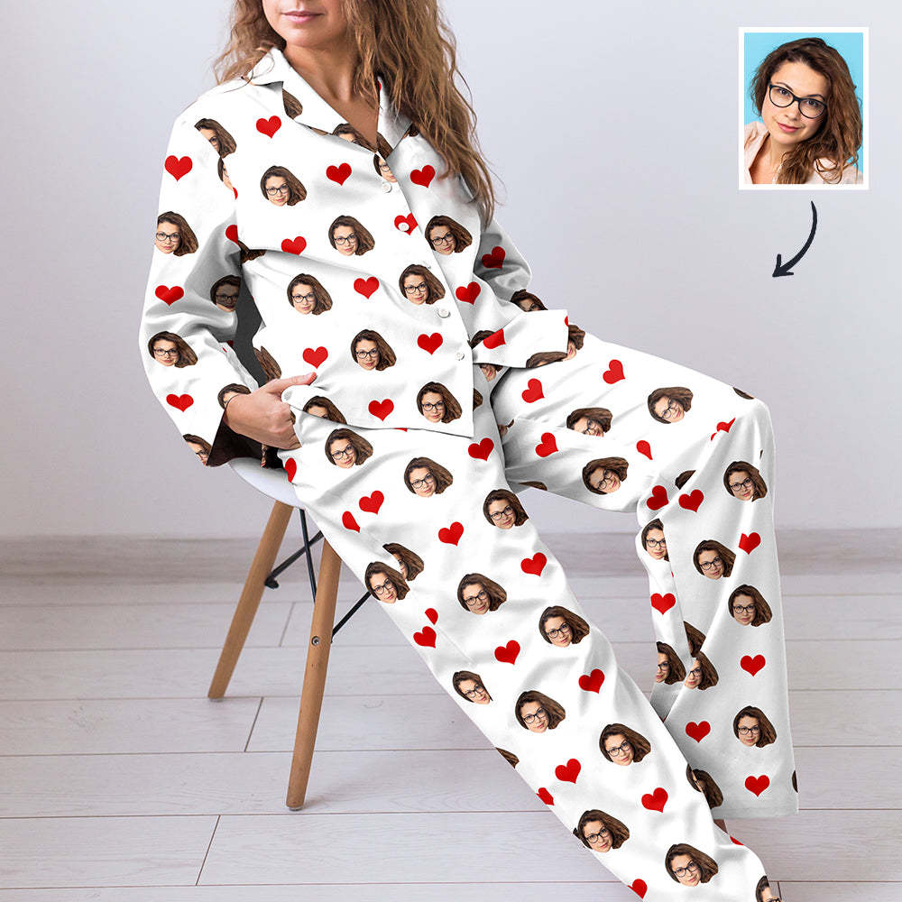Custom Heart Pajamas With Face - MyFaceBoxerUK