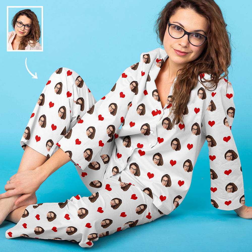 Custom Heart Pajamas With Face - MyFaceBoxerUK