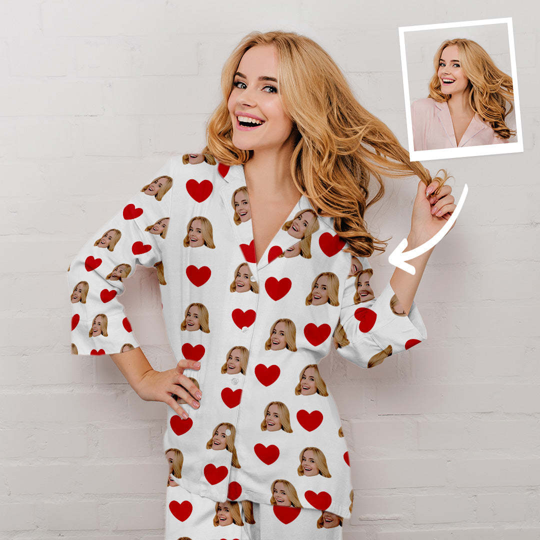 Custom Heart Pajamas With Face - MyFaceBoxerUK