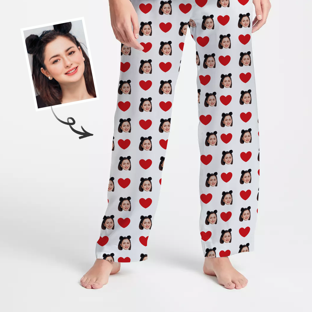 Custom Heart Pajamas With Face - MyFaceBoxerUK
