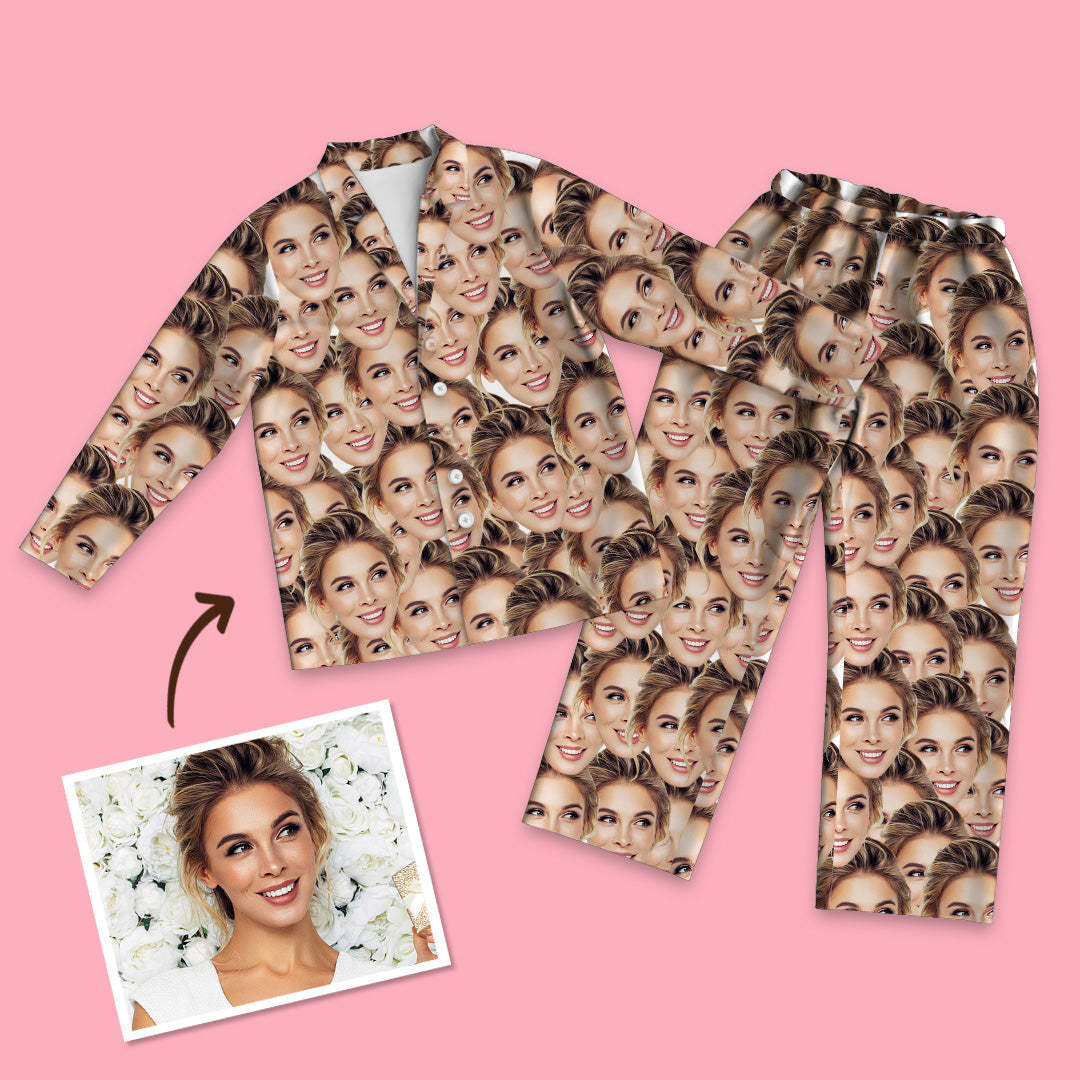 Custom Pajamas Personalised Mash Face Pyjamas Photo Pyjamas Gift For Mom - MyFaceBoxerUK