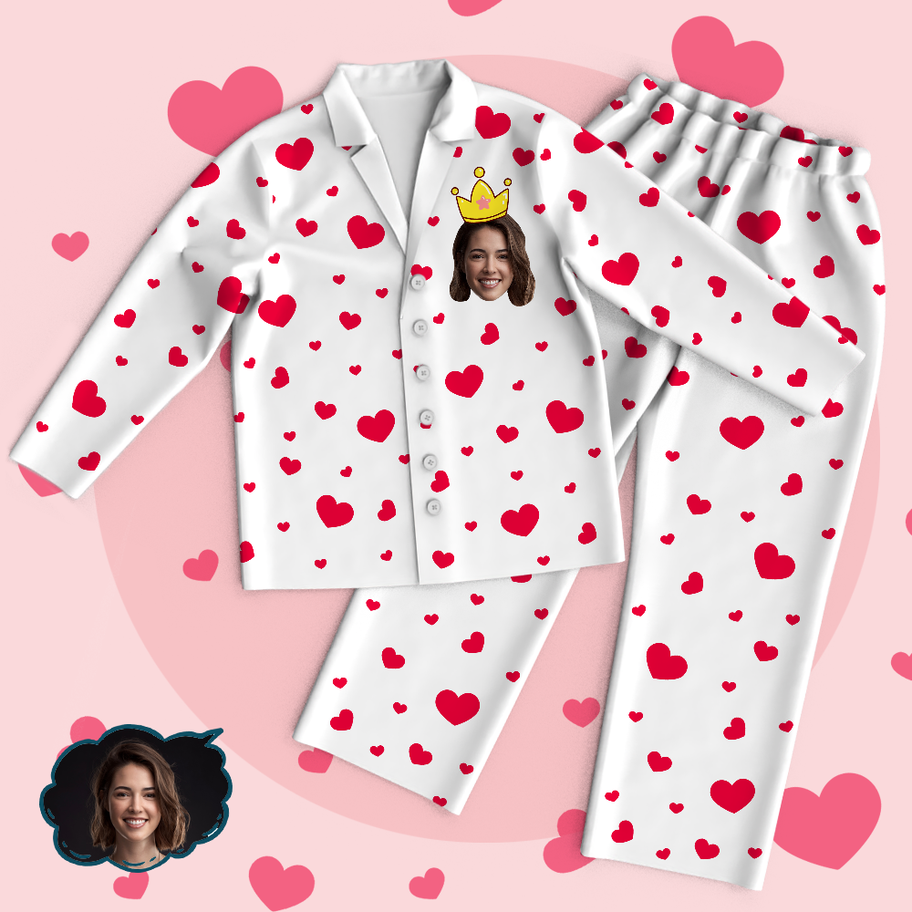 Custom Face Heart Pajamas Set Personalised Mother's Day Gifts