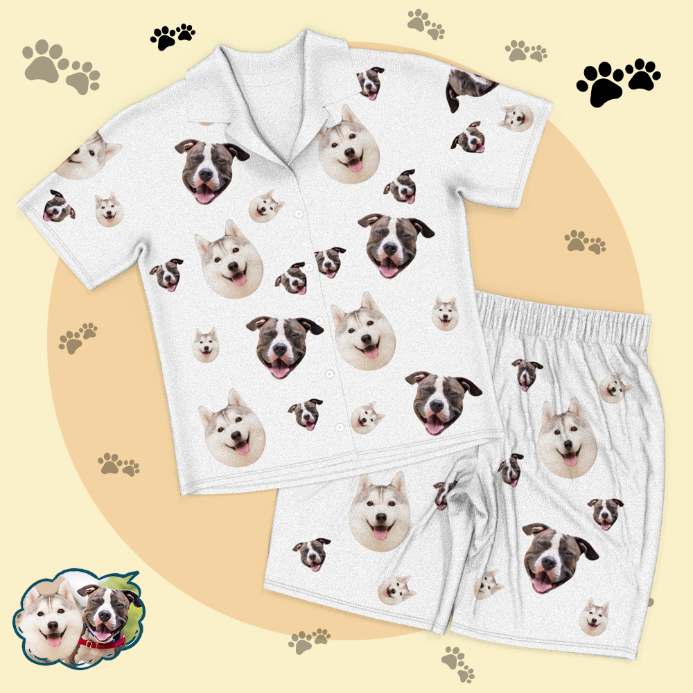Custom Dog Face Pajamas Short Sleeved Shirtand Pants - MyFaceBoxerUK