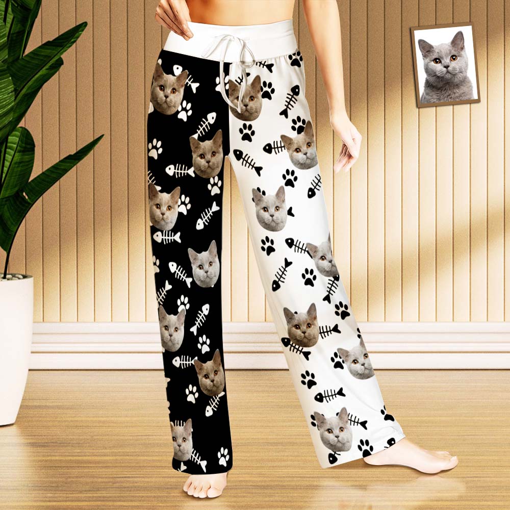 Custom Face Pajama Women's Pet Paw Prints Color Matching Sleepwear	 - MyFaceBoxerUK