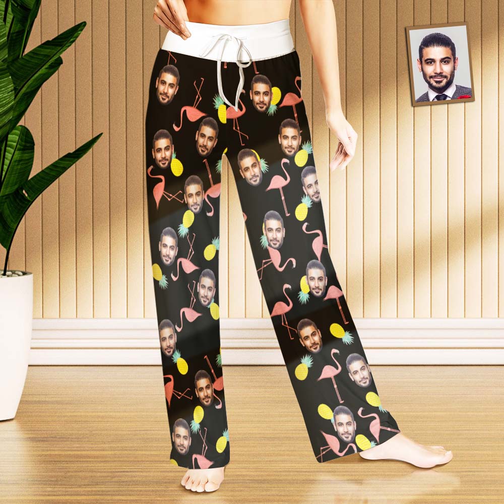 Custom Face Pajama Women's Flamingo Pineapple Sleepwear	 - MyFaceBoxerUK