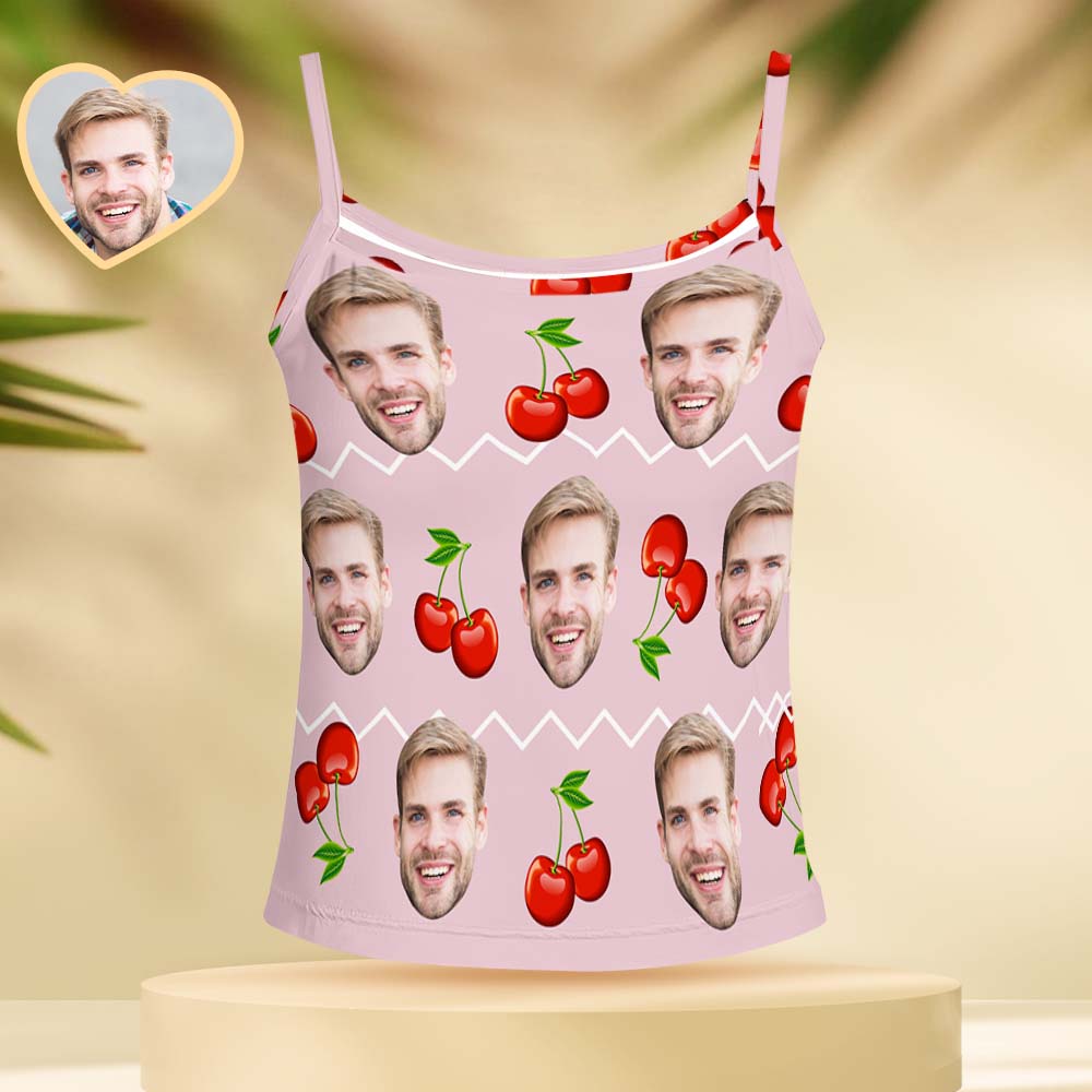 Custom Face Pajama Women's Cherry Pink Sleepwear	 - MyFaceBoxerUK