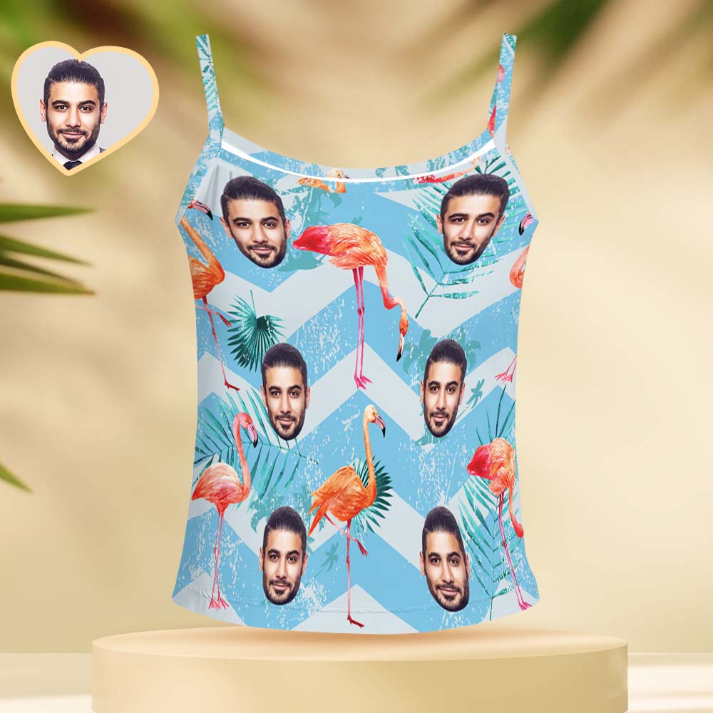 Custom Face Pajama Women's Flamingo Stripe Sleepwear	 - MyFaceBoxerUK