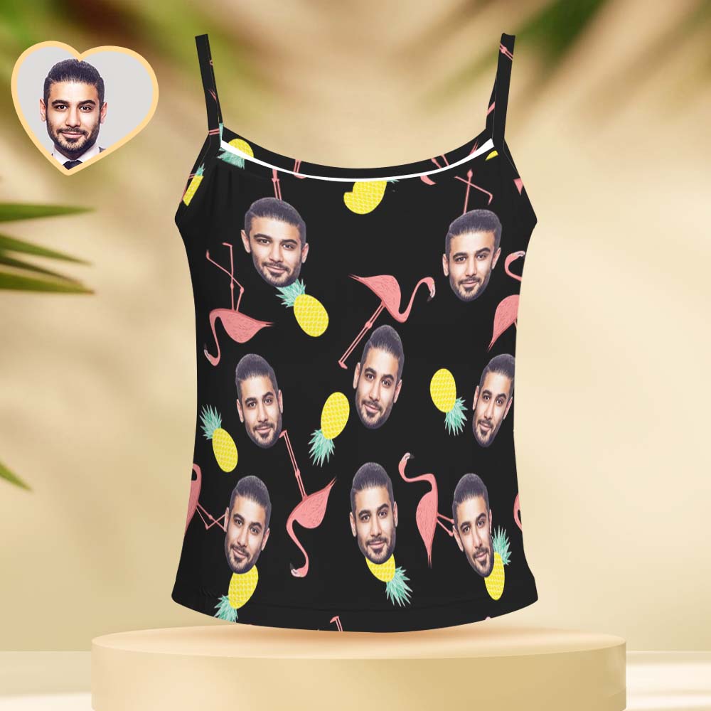 Custom Face Pajama Women's Flamingo Pineapple Sleepwear	 - MyFaceBoxerUK